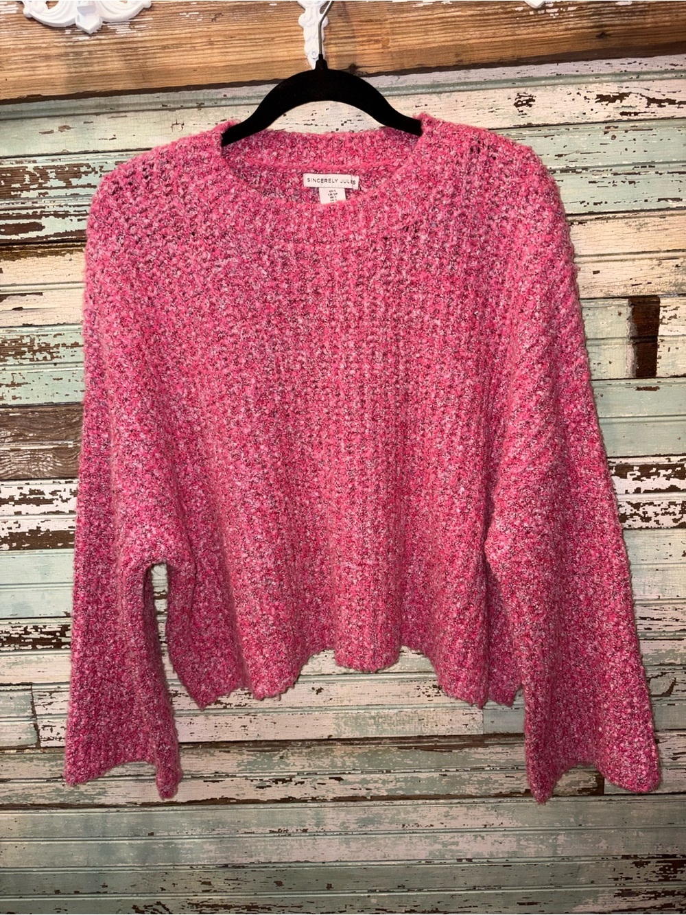 Sincerely Jules Pink Bouclé Crewneck Sweater